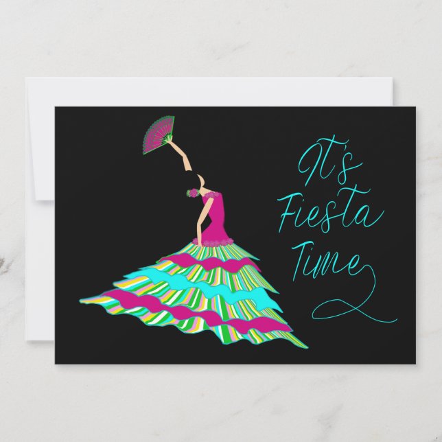 Inbjudan till Fiesta, Flamenco Dancer on Black (Framsida)
