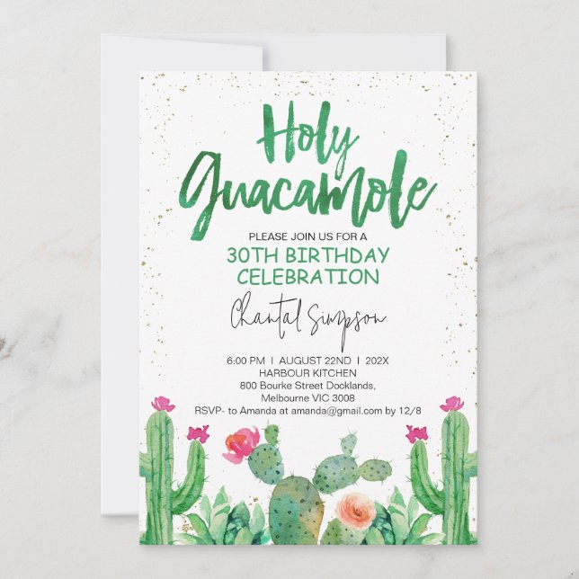 Inbjudan till Fiesta Heliga Guacamole 30års födels (Framsida)