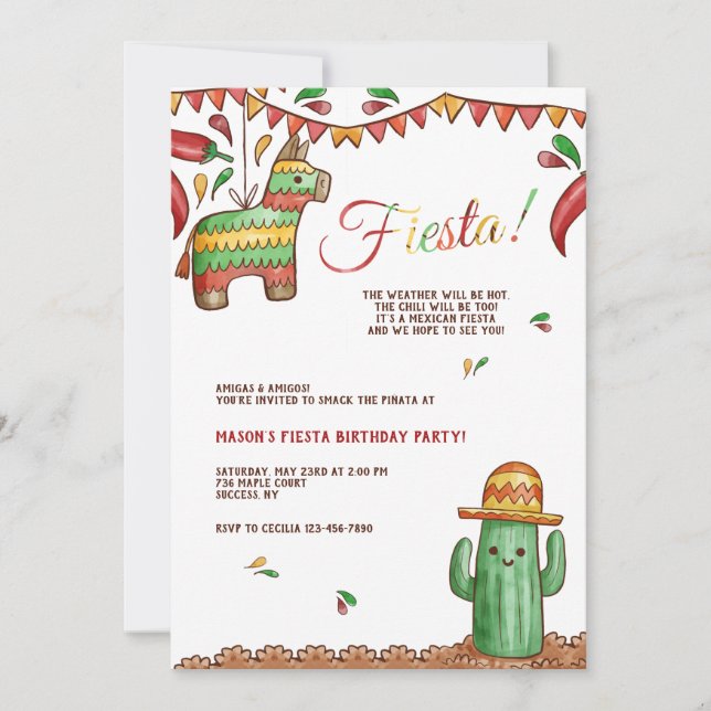 Inbjudan till Fiesta med Piñata (Framsida)