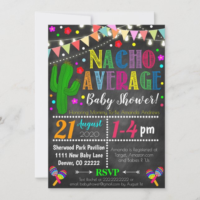 Inbjudan till Fiesta Nacho Average Baby Shower (Framsida)