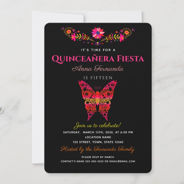 Inbjudan till Fiesta Quinceañera (Framsida)