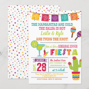 Inbjudan till Fiesta Rehearsal Dinner - Vit