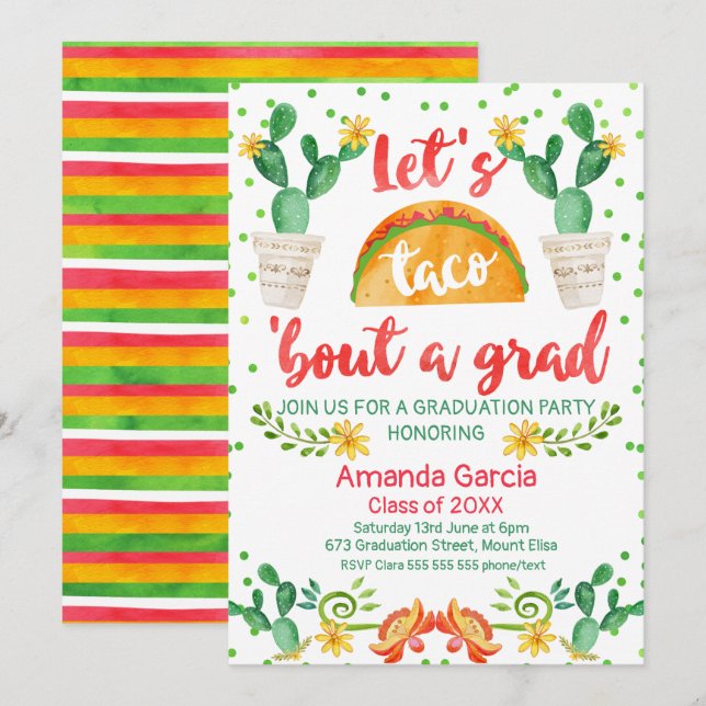 Inbjudan till Fiesta Taco Bout A Grad-partiet (Fram/baksida)