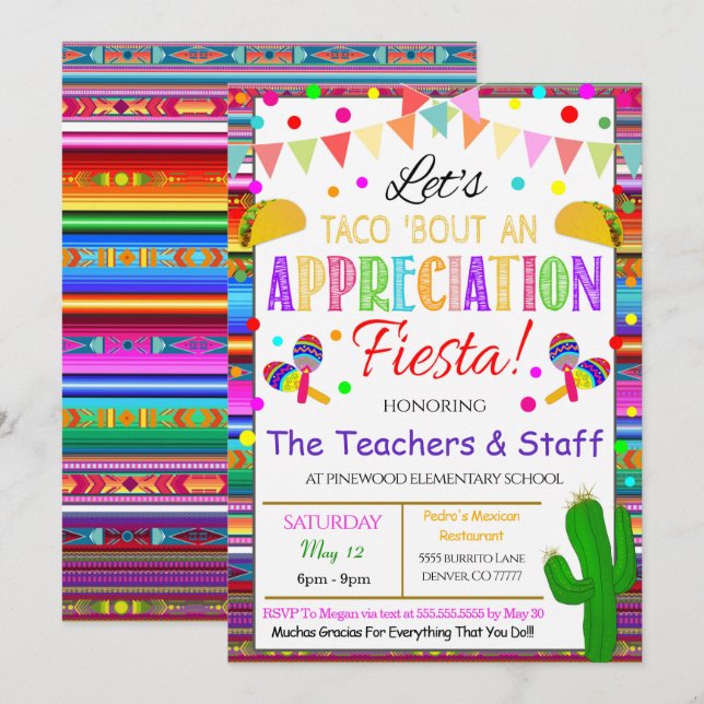 Inbjudan till fiestaavskrivning (Fram/baksida)