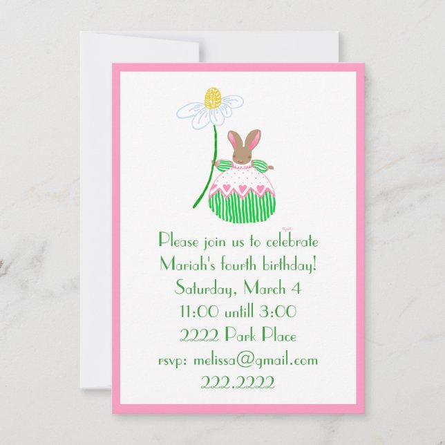 Inbjudan till Fifi Bunny (Framsida)