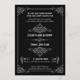 Inbjudan till Finare Art Deco Black & White Weddin