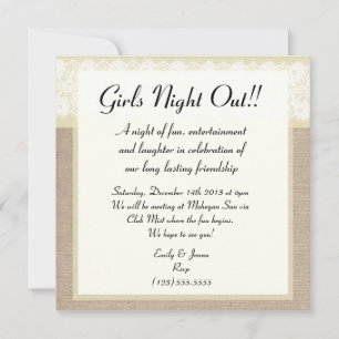 Inbjudan till Finare Beige Burlap Snöre Girls Nigh
