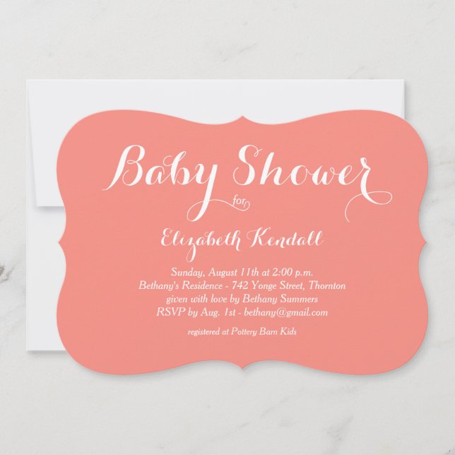 Inbjudan till Finare Coral Baby Shower (Framsida)