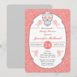 Inbjudan till Finare Damask Skull-babydusch i kora