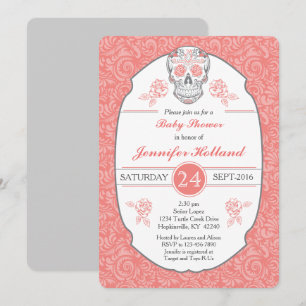 Inbjudan till Finare Damask Skull-babydusch i kora