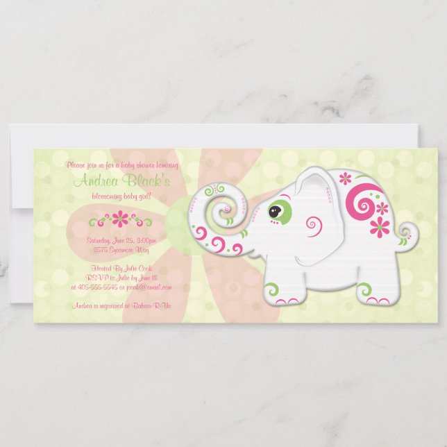 Inbjudan till finare Elephant Baby Shower (Framsida)