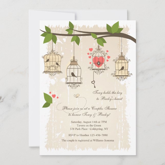 Inbjudan till finare-fågelburar i Par- (Framsida)