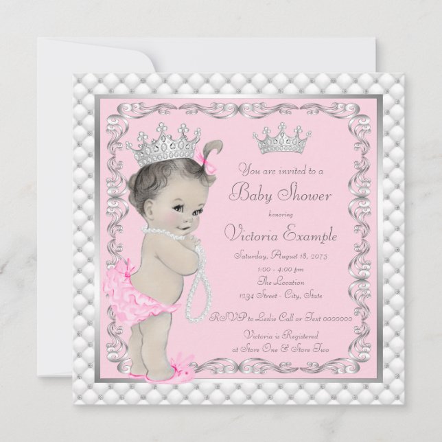 Inbjudan till finare Princess Baby Baby Shower (Framsida)