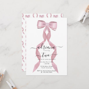 Inbjudan till finare Rosa Bow Girly Barns födelsed