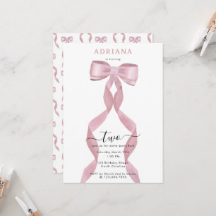 Inbjudan till finare Rosa Bow Girly Barns födelsed