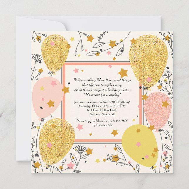 Inbjudan till Firande-bubblor (Framsida)