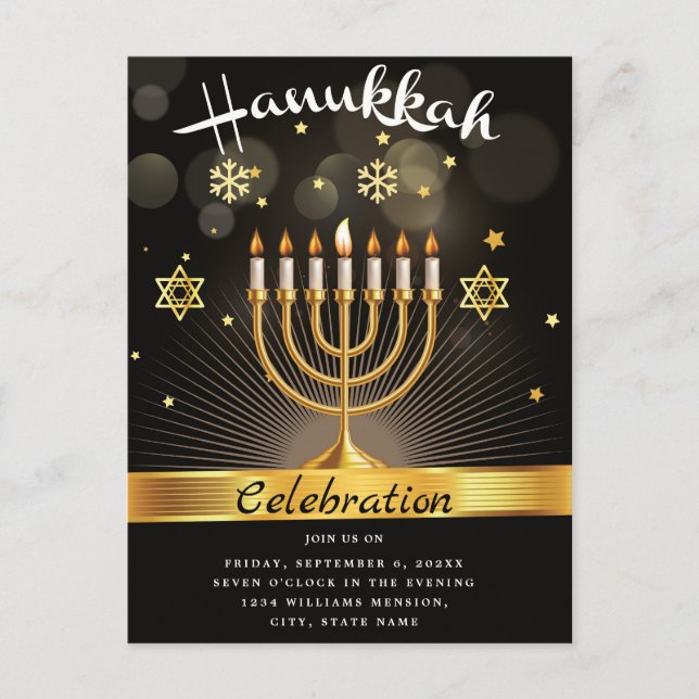 Inbjudan till Firande-partiet lycklig Hanukkah (Framsida)