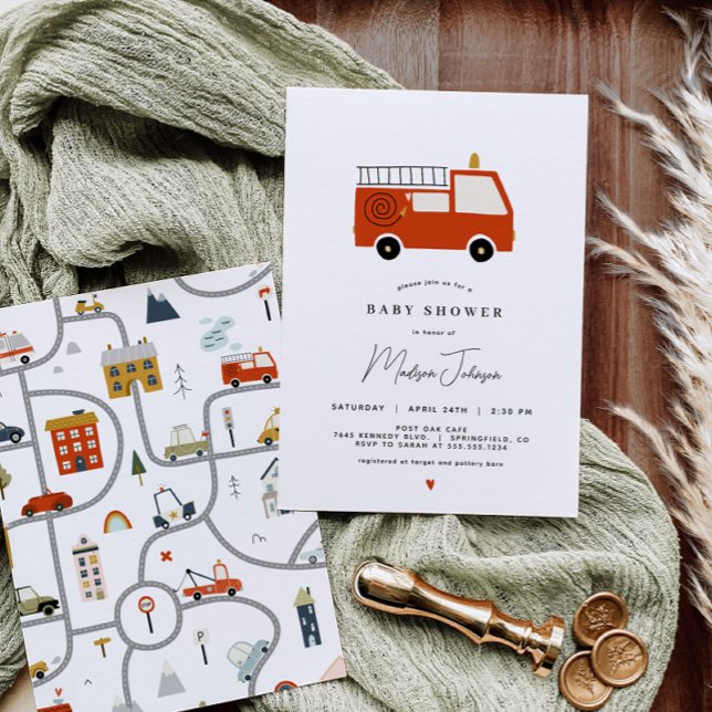 Inbjudan till Fire Lastbil Baby Shower (Skapare uppladdad)