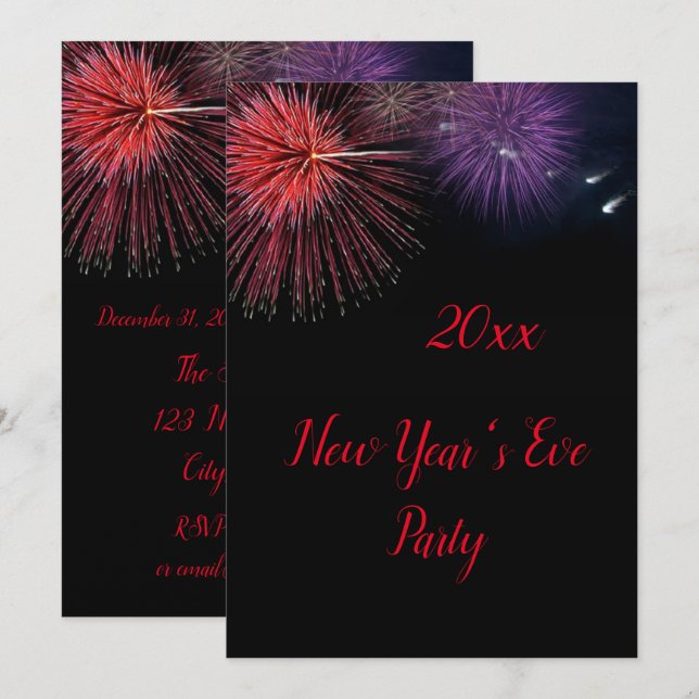 Inbjudan till Fireworks-Nyårsafton (Fram/baksida)