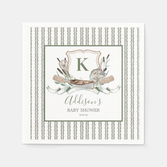 Inbjudan till fiskbabydusch pappersservett (Framsidan)