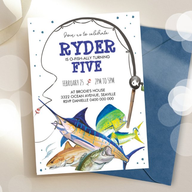 Inbjudan till fiske efter dagtid Fiskar Inbjudan (Skapare uppladdad)