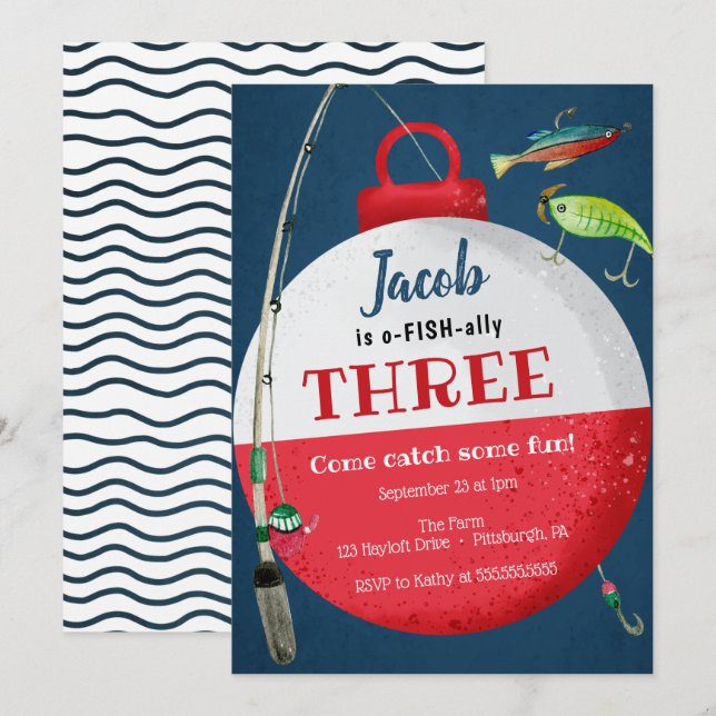 Inbjudan till fiske O-FISH-ally Birthday (Fram/baksida)