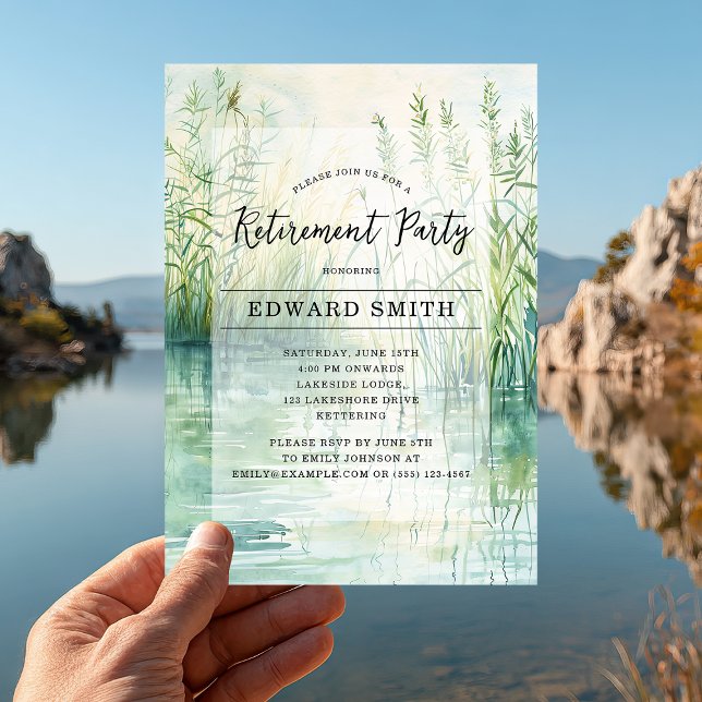 Inbjudan till fiskepartiet Pension (Reel in the fun 🎣 Celebrate retirement with this serene fishing-themed invitation.)