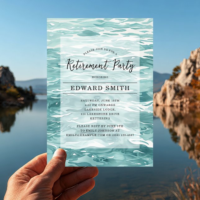 Inbjudan till fiskepartiet Pension (Cast off into retirement 🎣 Celebrate in style with this watercolor fishing-themed invitation.)