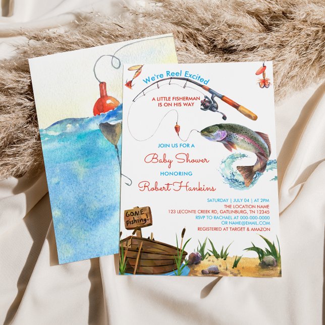 Inbjudan till fiskeregel Excited Boy Baby Shower (Skapare uppladdad)