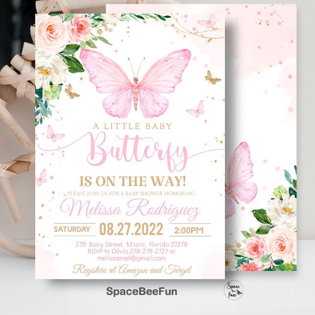 Inbjudan till fjäril Baby Shower Girl Girl (Butterfly invites,Baby Shower,Invitation,A Little Butterfly,Is On The Way,Butterfly Theme,Shower bab)