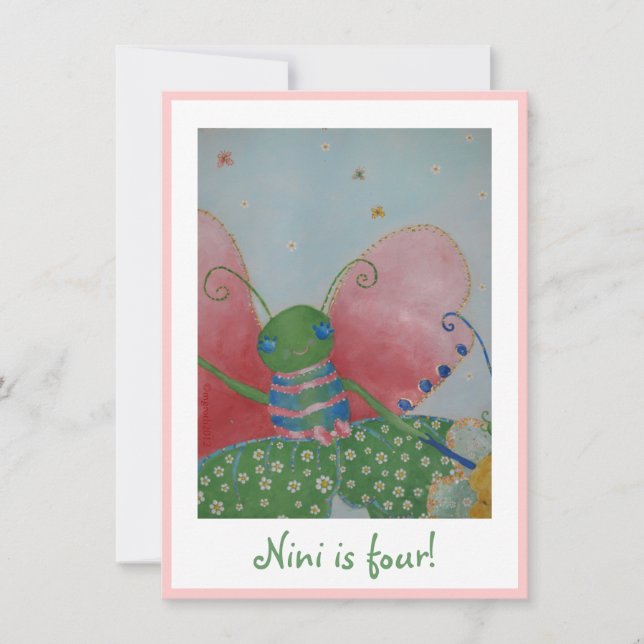 Inbjudan till fjäril-ballerina (Framsida)