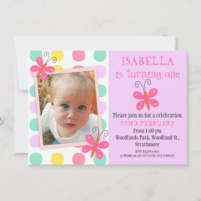 Inbjudan till fjärilarnas 1:a eller 2:a födelsedag (Framsida)