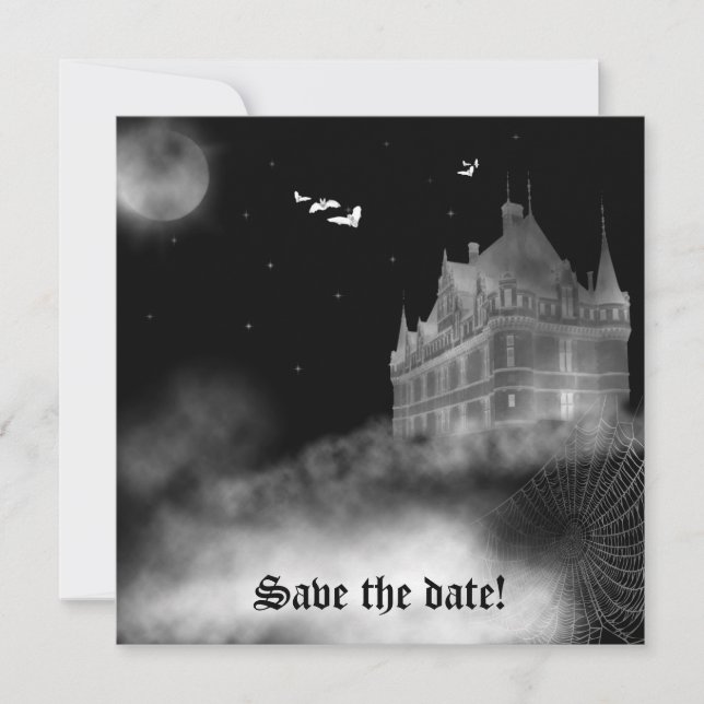 Inbjudan till Fladdermus Castle Vampire Goth Weddi (Framsida)