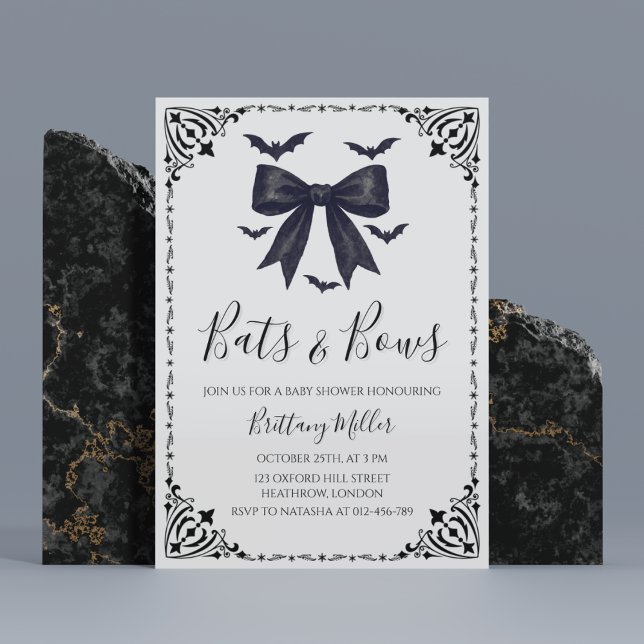 Inbjudan till fladdermus och Bows Halloween Baby S (Skapare uppladdad)