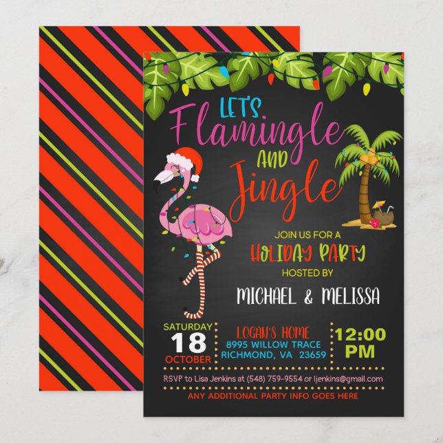 Inbjudan till Flamingle- och Jingle-Julfest - Bl (Fram/baksida)