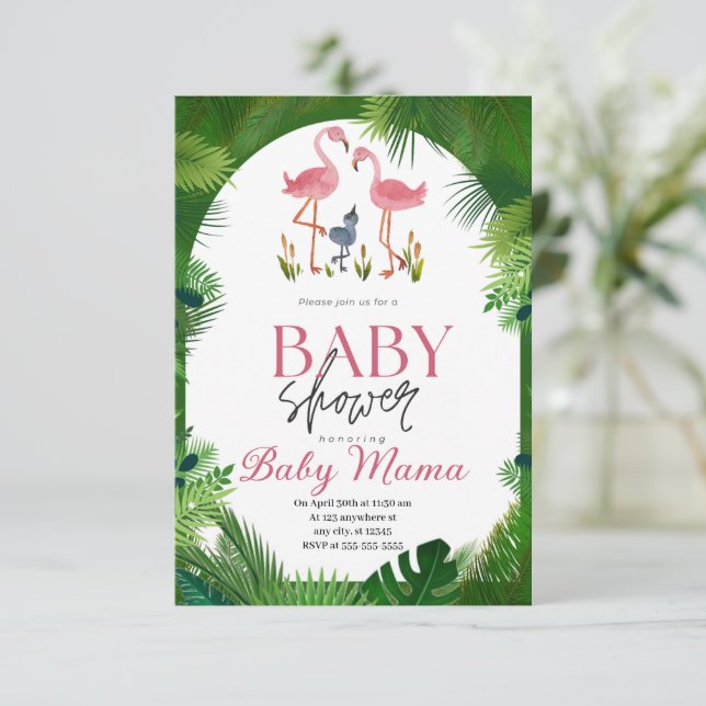 Inbjudan till Flamingo Baby Shower (Stående Fram)