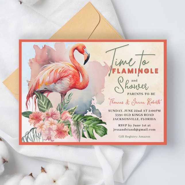 Inbjudan till Flamingo Baby Shower (Skapare uppladdad)
