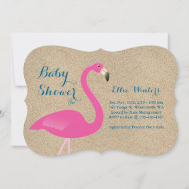 Inbjudan till Flamingo Baby Shower - Beach Sand