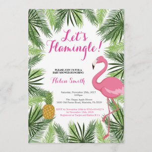 Inbjudan till Flamingo Baby Shower Let's Flamingle