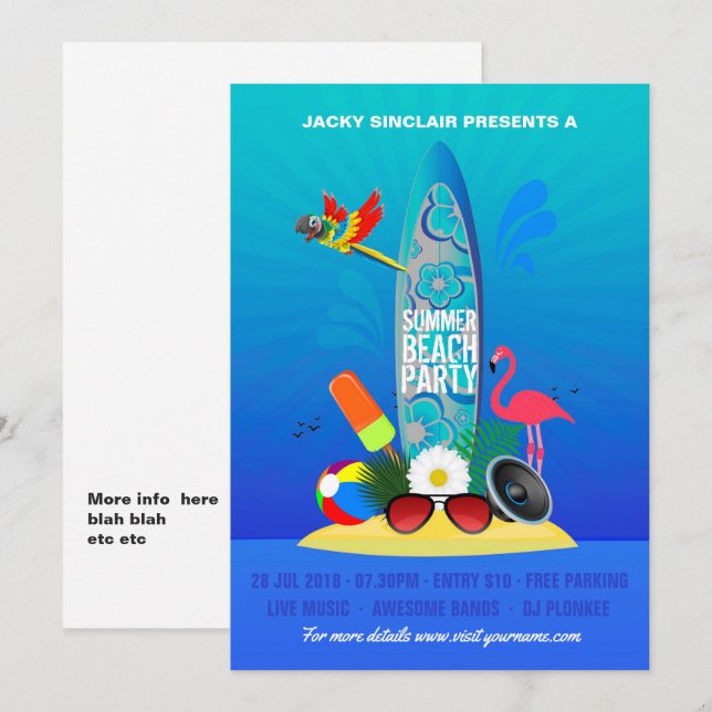 Inbjudan till Flamingo-ön (Fram/baksida)