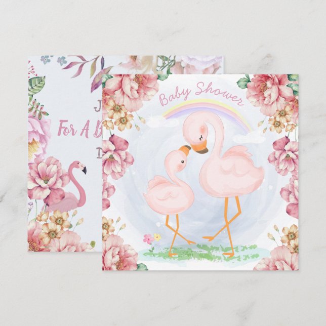 Inbjudan till Flamingos Shower (Fram/baksida)