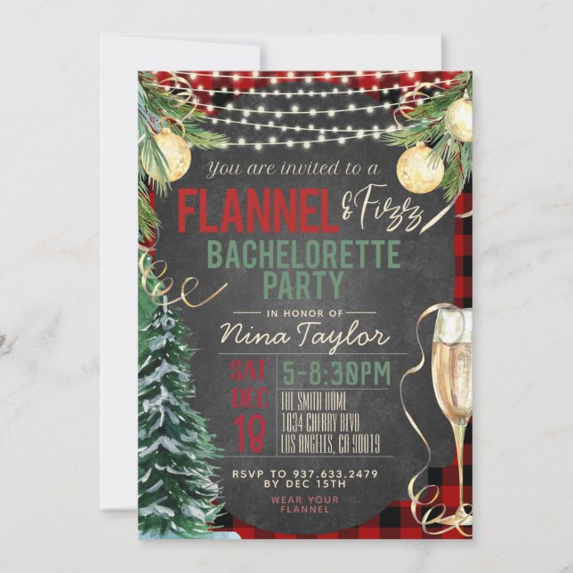 Inbjudan till Flanals och Fizz Bachelorette (Framsida)