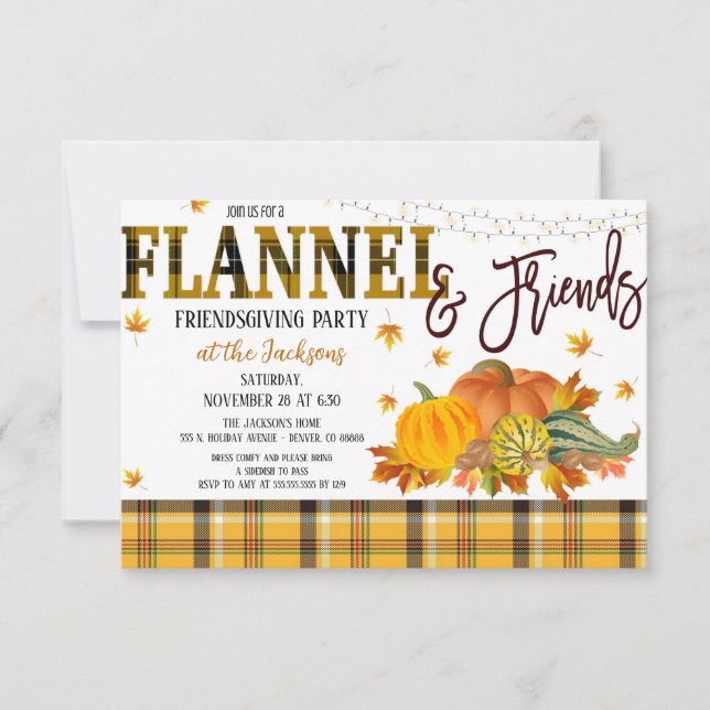 Inbjudan till Flanals och Friends Thanksgiving Par (Framsida)