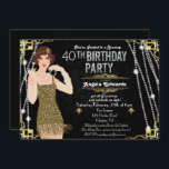 Inbjudan till Flapper Girl Birthday<br><div class="desc">Firar som de gjorde i de nya bytena med vår fantastiska,  Underbara Gatsby-inspirerade inbjudan. Oavsett om du planerar en bachelorette-fest eller en födelsedagsfest,  ta din händelse tillbaka i tiden till den fantastiska epoken av Art Deco och lavish levande.//BLONDE HAIR OPTION TILLGÄNGLIG IN SHOP////</div>