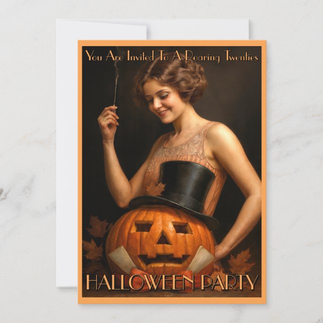 Inbjudan till Flapper Halloween-fest på 1920-talet (Framsida)