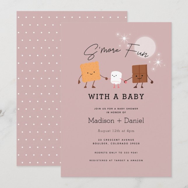 Inbjudan till fler Roligtar Campfire Baby Shower (Fram/baksida)