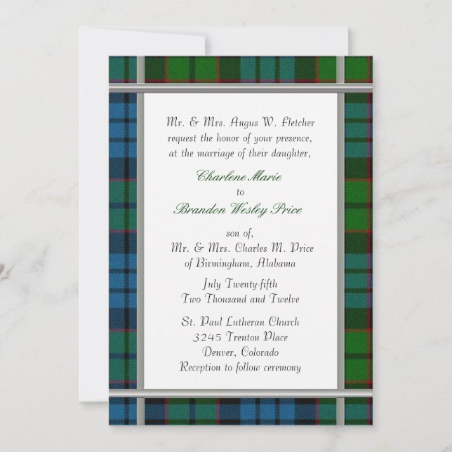 Inbjudan till Fletcher Tartan Play Wedding (Framsida)