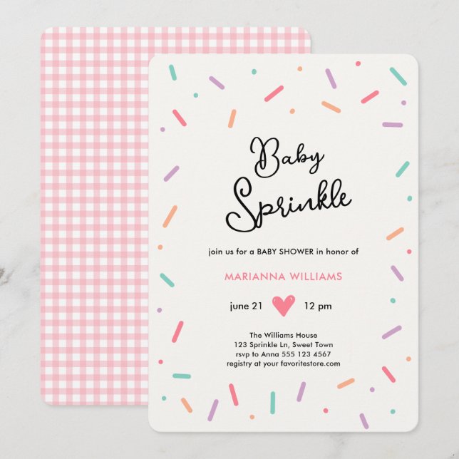 Inbjudan till Flicka Baby Sprinkle Baby Shower (Fram/baksida)