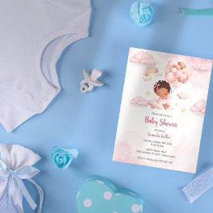 Inbjudan till Flicka Balloon Cloud Baby Shower