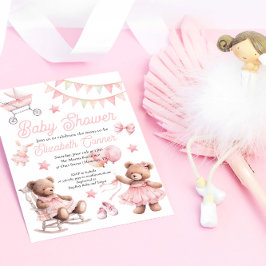 Inbjudan till Flicka-dusch för cute Rosa Watercolo